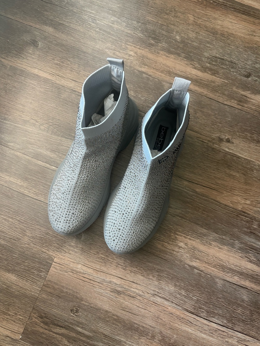 bebe Gray Knit Slip-On Sock Sneakers